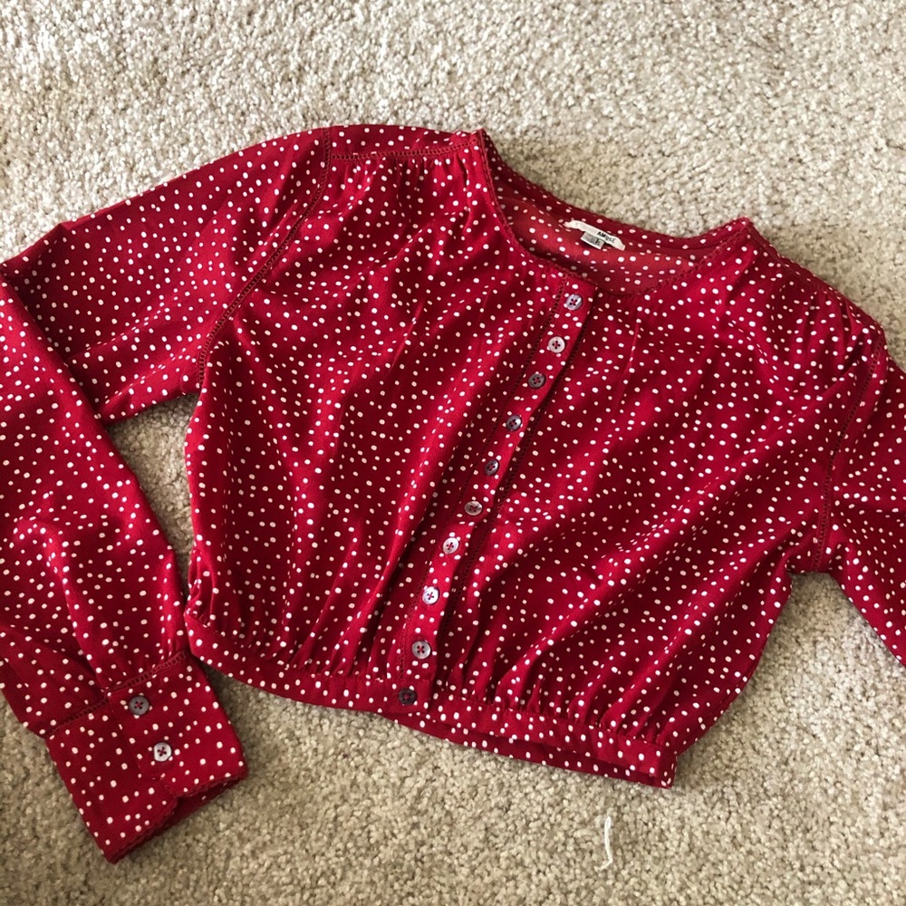 Red Long Sleeve Crop